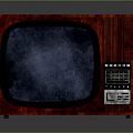 Vintage Electronic TV With Red Wooden Case And Control Panel