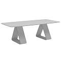 Modern Dining Table with White Marble Texture Tabletop and Black A shaped Legs Design 3d model