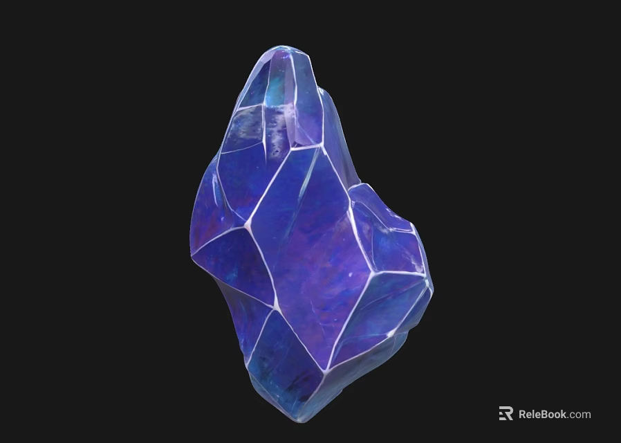 Natural Purple And Blue Faceted Polygonal Raw Gemstone For Jewelry 3d model 
