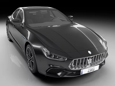 Luxury Black Maserati Sports Car With Sleek Exterior And Distinctive Grille 3d model