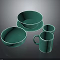 Teal Colored Dinnerware Set Including Bowls Plate And Mugs For Home Daily Use