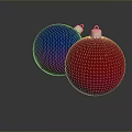 Sparkling Red and Blue Christmas Ornaments with Shiny Surface and Reflection