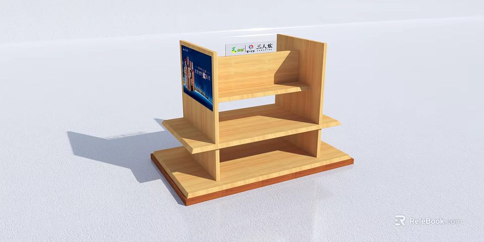 Modern Wooden Wine Cabinet With Open Shelves For Storage And 3d model 