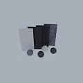 Modern Building Components Featuring Material Panels And Colored Textured Spheres