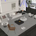 Modern sofa coffee table combination 3d model