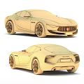 Dark Green Maserati Sports Car Front And Rear Exterior Views