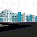 Modern School Building Exterior With Multi Story Design White Orange Facade Plaza And People Walking