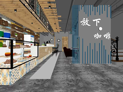 Cozy Café Interior With Open Space Pastry Display Cases And Relaxing Seating Area 3d model