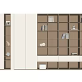 Modern Decorative Cabinet With Open Wooden Shelves Lighting And Books Decor Items