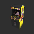 Q BERT Arcade Game Machine With Vibrant Yellow Black Design And Colorful Graphics
