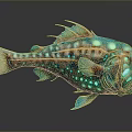 Vibrant Colorful Fish With Blue Green Purple Glowing Spots And Unique Spikes