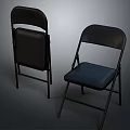 Sturdy Black Folding Chairs With Metal Frame And Comfortable Padded Seats 3d model