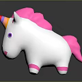 Cute Unicorn Game Movie Character With White Body Pink Mane Purple Eyes And Colorful Horn