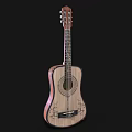 Wooden Acoustic Guitar With Artistic Carved Details For Musical Instrument And Art Supplies