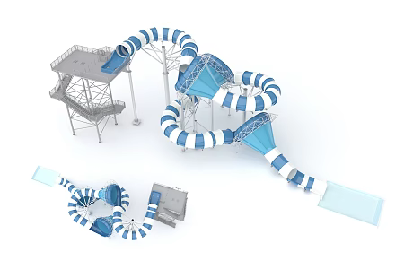 Crazy Big Horn Slide Super Big Horn Water Park Water Slide Stimulating Water Project 3d model