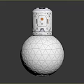White Mechanical Device Featuring Spherical Base Geometric Pattern Surface And Antenna 3d model