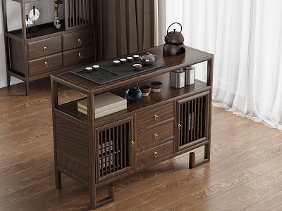 New Chinese Style Mobile Tea Cabinet Storage Cabinet Tea Cabinet Mobile Tea Table Tea Cabinet Side Cabinet Side Cabinet Tea Tray model