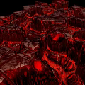 Vibrant Red Rock Crystal Landscape With Irregular Texture Glossy Surface And Layered Fractured Structure