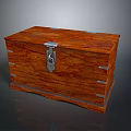Vintage Wooden Storage Chest With Metal Lock And Decorative Metal Strips