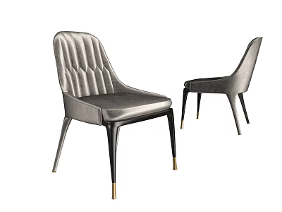 Modern Elegant Dining Chairs With Striped Backrest And Velvet Upholstery Black Legs Gold Feet 3d model