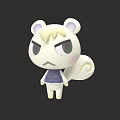 Cartoon Squirrel Figure With White Body Blonde Hair Purple Vest And Serious Expression