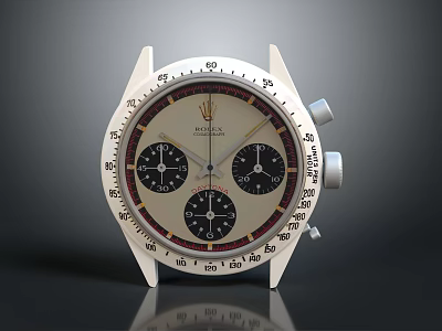Rolex Chronograph Watch Featuring Silver Case Light Dial Sub Dials and Classic Design 3d model