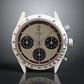 Rolex Chronograph Watch Featuring Silver Case Light Dial Sub Dials and Classic Design