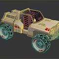 Futuristic Off Road Vehicle Design With Open Cabin Large Tires LED Lights And Red Accents
