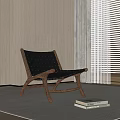 Woven Leisure Chair With Wooden Frame In Cozy Living Space