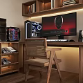 Modern e-sports room desktop computer keyboard plane host desk and chair 3d model