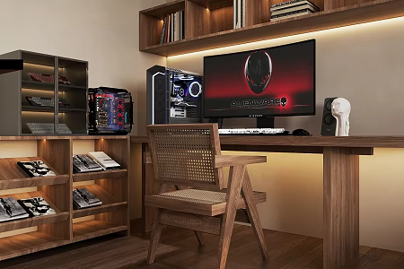 Modern e-sports room desktop computer keyboard plane host desk and chair 3d model