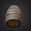 Rustic Wooden Barrel With Metal Hoops As Household Storage Item