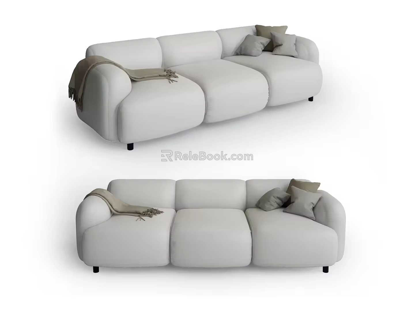 Modern three-seat sofa multiplayer sofa 3d model