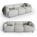 Modern three-seat sofa multiplayer sofa 3d model