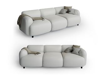 Modern three-seat sofa multiplayer sofa 3d model