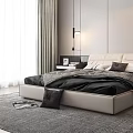 Modern Background Double Bed Double Bed 3d model