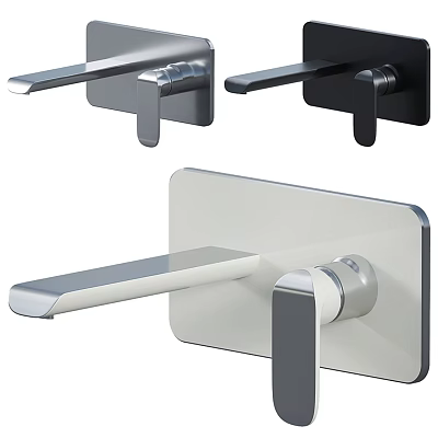 Modern Wall Mounted Faucets In Chrome Matte Black And White Finishes For Bathroom Design 3d model