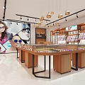 Optical Store Interior With Display Cabinets Wooden Counter And Eyeglass Frames 3d model