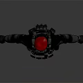 Tactical Character With Red Beret Mask And Black Full Body Tactical Gear