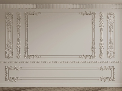 French plaster line carved line background wall model