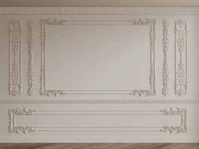 French plaster line carved line background wall 3d model