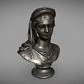Classical Bronze Female Bust Sculpture With Detailed Facial Features And Bronze Base