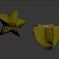 Star Shaped Carambola Fruits With Yellow Red Edges Whole And Sliced On Dark Background