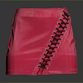 Chic Pink Fashion Skirt With Black Diagonal Lacing Detail And Comfortable Fit