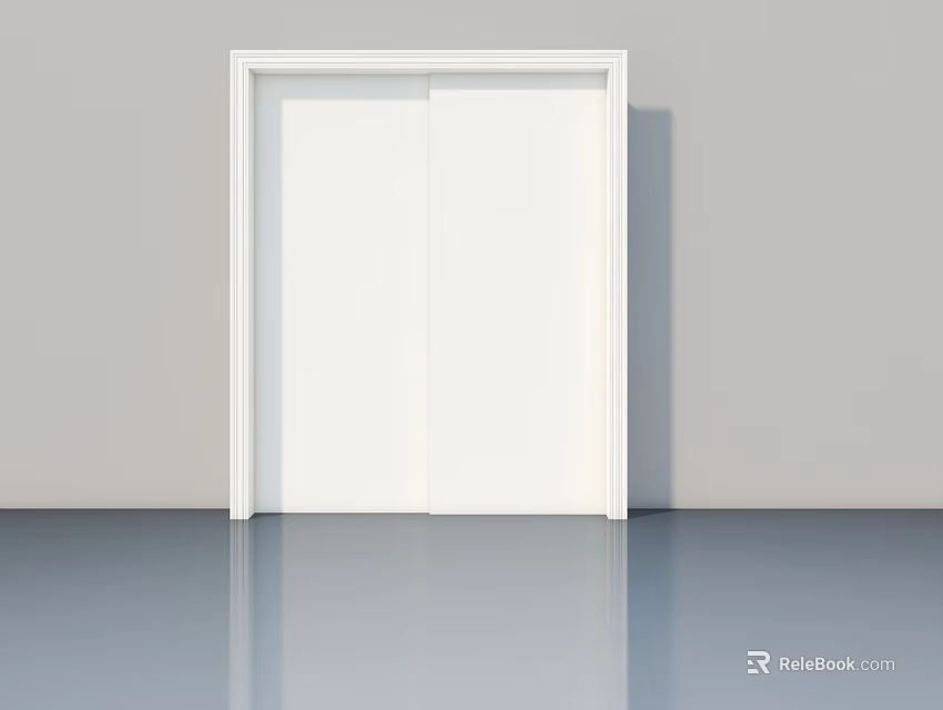 White Hinged Door with Frame Modern Simple Design for Interior Home Decoration 3d model 