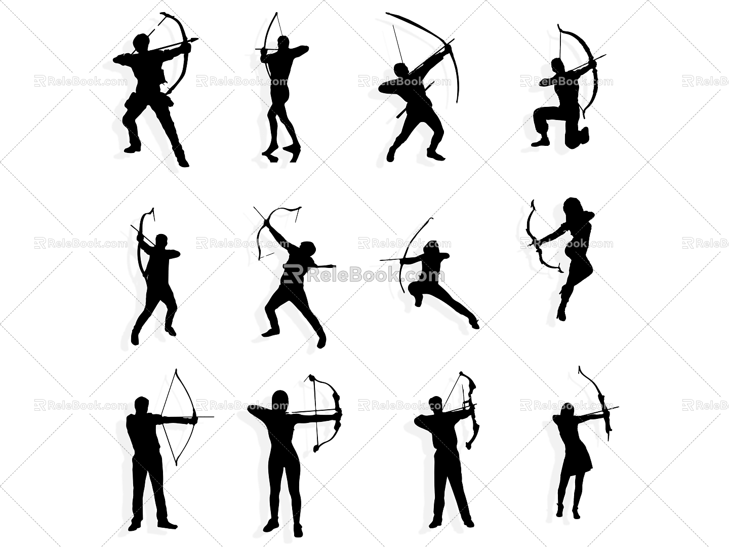 archery archery archery silhouette archer sport athlete archery figure archery man figure icon martial arts model