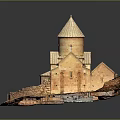 Ancient Church Architecture With Spire Dome Brick Structure Tile Roof And Ruined Sections