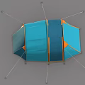 Blue Camping Tent With Orange Edges And Dome Design For Outdoor Use
