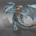Blue Dragon Statue With Saddle Horns Detailed Wings And Realistic Design