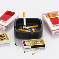 cigarette match ashtray 3d model